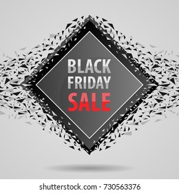 SALE black Friday inscription. exploding geometric object logo
