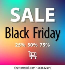 SALE Black Friday symbol on a rainbow bokeh background 