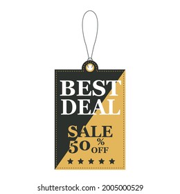 Sale. Black and yellow tag for online stores. Sale banner isolated on white background. Design element.