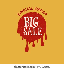 Sale Blob Vintage Color Stickers Graphics. Vector Stamp.