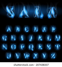 Sale Blue Fire Latin Alphabet Letters