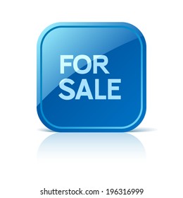 For sale. Blue square web button