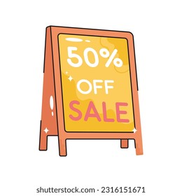 Sale board doodle vector outline Sticker. EPS 10 file