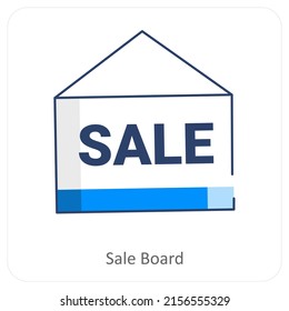 Sale Board And Hanging Board Icon Concept