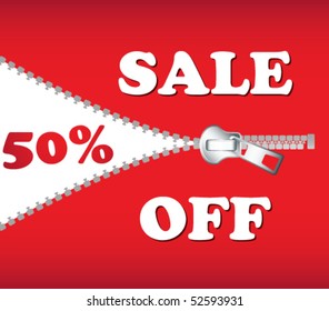 Sale board in red with zipper