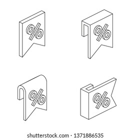 Sale Bookmark 3d vector line art icon isometric minimalism illustrate