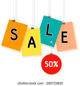  Sale bright poster, vector  illustration