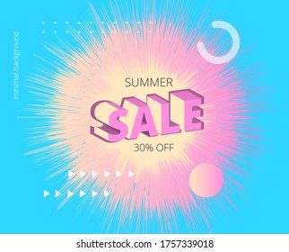 sale bright vector minimalistic banner with volumetric inscription