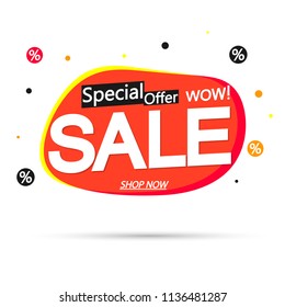 Sale bubble banner design template, discount tag, special offer, app icon, vector illustration