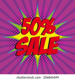  sale bubble talk in pop-art style