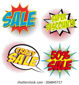  sale bubble talk in pop-art style