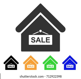 Sale Building icon. Vector illustration style is a flat iconic sale building symbol with black, gray, green, blue, yellow color variants. Designed for web and software interfaces.