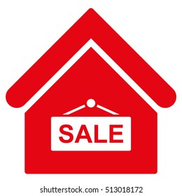 Sale Building vector icon. Flat red symbol. Pictogram is isolated on a white background. Designed for web and software interfaces.