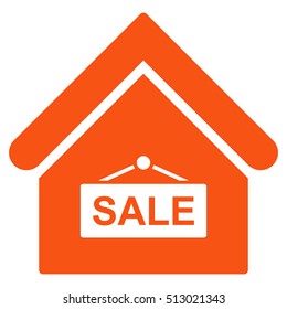 Sale Building vector icon. Flat orange symbol. Pictogram is isolated on a white background. Designed for web and software interfaces.