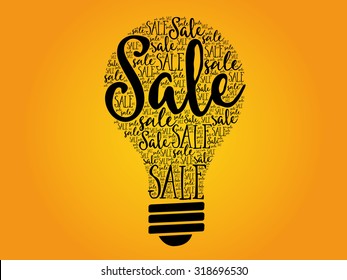 Sale bulb word cloud business concept