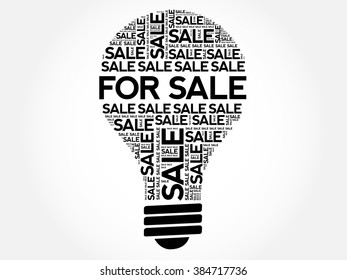 FOR SALE bulb word cloud, business concept background