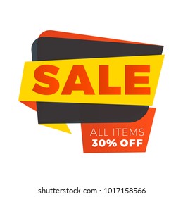 Sale bunner template. Vector design element for your promotion. Red, yellow and black color theme. Rounded speech bubble