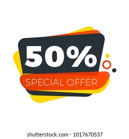 Sale bunner template. Vector design element for your promotion. Red, yellow and black color theme. Rounded speech bubble