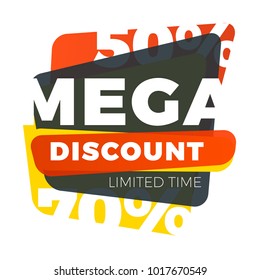 Sale bunner template. Vector design element for your promotion. Red, yellow and black color theme. Rounded speech bubble