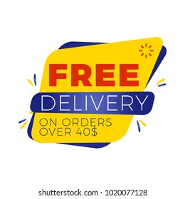 Sale bunner template. Vector design element for your promotion. Red, yellow and blue color theme. Rounded speech bubble
