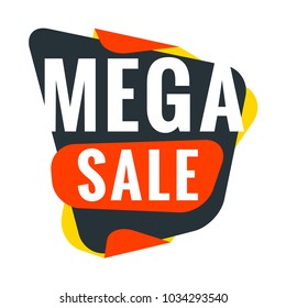 Sale bunner template. Vector design element for your promotion. Red, yellow and blue color theme. Rounded speech bubble