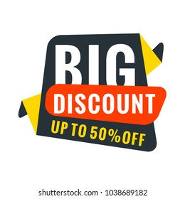 Sale bunner template. Vector design element for your promotion. Red, yellow and blue color theme. Rounded speech bubble