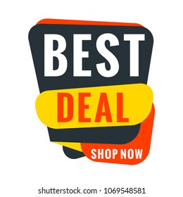 Sale bunner template. Vector design element for your promotion. Red, yellow and blue color theme. Rounded speech bubble