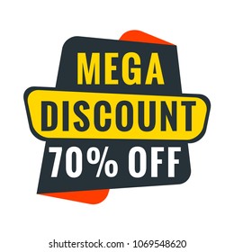 Sale bunner template. Vector design element for your promotion. Red, yellow and blue color theme. Rounded speech bubble