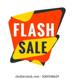 Sale bunner template. Vector design element for your promotion. Red, yellow and blue color theme. Rounded speech bubble