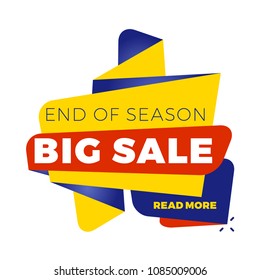 Sale bunner template. Vector design element for your promotion. Red, yellow and blue color theme. Rounded speech bubble