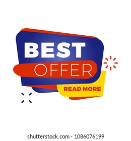 Sale bunner template. Vector design element for your promotion. Red, yellow and blue color theme. Rounded speech bubble