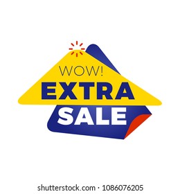 Sale bunner template. Vector design element for your promotion. Red, yellow and blue color theme. Rounded speech bubble