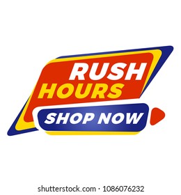 Sale bunner template. Vector design element for your promotion. Red, yellow and blue color theme. Rounded speech bubble