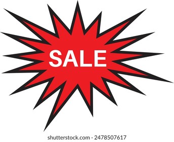 Sale burst icon with text . Red bursting icon . Vector illustration