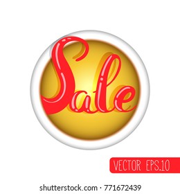 sale button lettering glossy vector element.