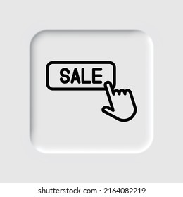 Sale button simple icon vector. Flat design. Neumorphism design.ai