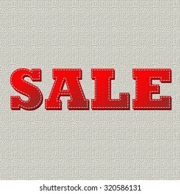 Sale canvas stitched on burlap vector illustration.