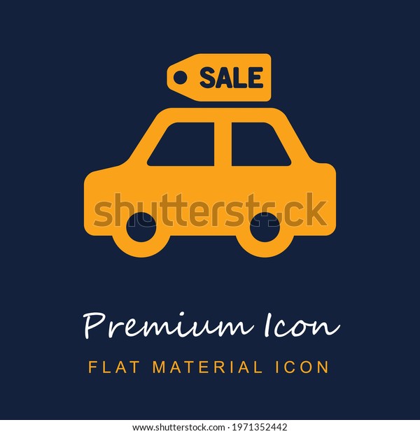 Sale Car premium material ui ux isolated\
vector icon in navy blue and orange\
colors