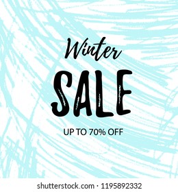 Sale card vector Illustration with abstract printed pencil doodle. Sale poster with winter Sale -30% lettering.