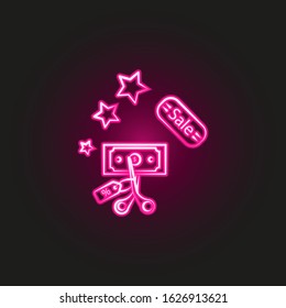 Sale, cash neon style icon. Simple thin line, outline vector of shopping icons for ui and ux, website or mobile application