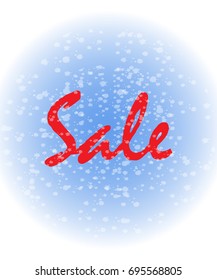 Sale Christmas or New Year falling snow background. Decoration frame for banner, card, poster. Vector illustration.