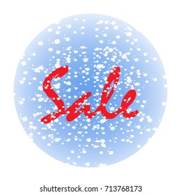 Sale Christmas or New Year falling snow circle background. Decoration frame for banner, card, poster. Vector illustration.