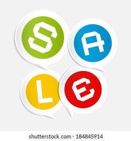 Sale Circle Colorful Stickers - Labels on Light Grey Background