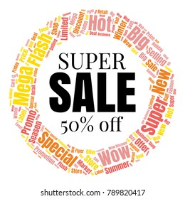 Sale circle word cloud. Vector illustration for advertising offer
