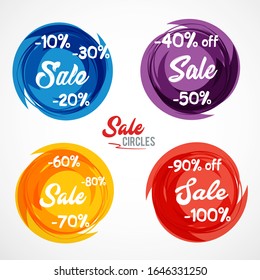 Sale circles. Vector illustration. Color set.