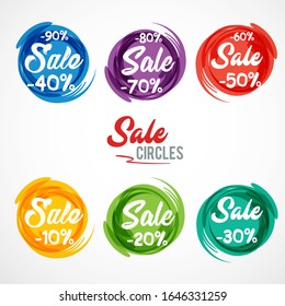 Sale circles. Vector illustration. Color set.