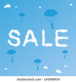 Sale cloudy background. Vector illustration