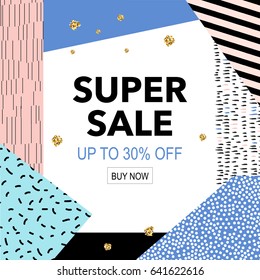 Sale colorful bright poster promo department store. Fashion product discount . Vector illustration.