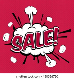 Sale. Comic banner pop-art style. Colorful vector illustration. Comic book style word isolated on white background.