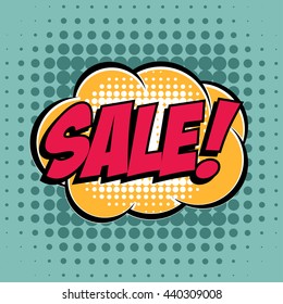 Sale comic book bubble text retro style
